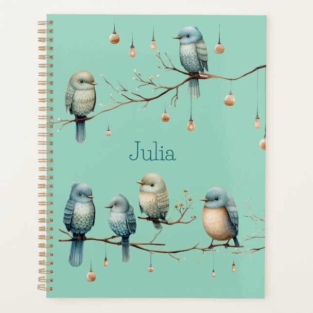 Whimsical Birds on Branches Timeless Elegance Planner (Front)