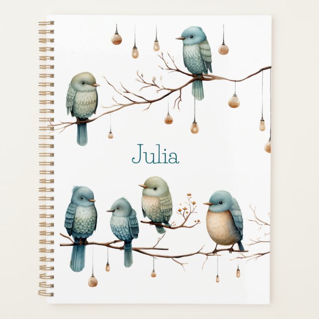 Whimsical Birds on Branches Timeless Elegance Planner (Front)