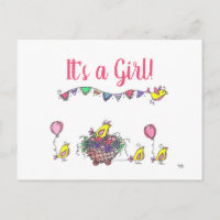 Whimsical Birds on Parade Virtual Baby Card Shower