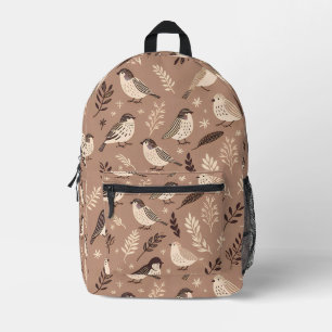 Whimsical Birds Pattern Printed Backpack