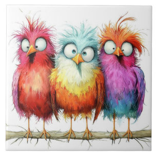 Whimsical birds tile