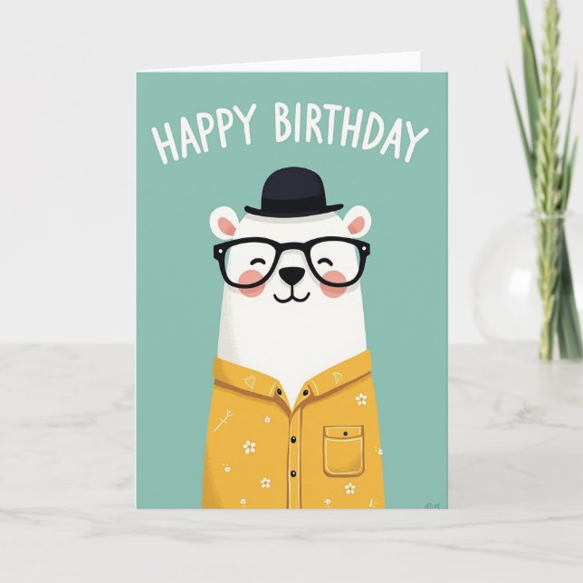 Whimsical Birthday Bear Card (Front)