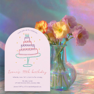 Whimsical Birthday Cake Custom Colourful Party Arc Invitation