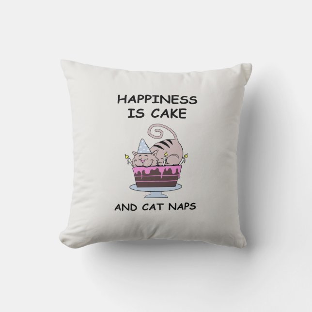 Whimsical Birthday Cat Cushion (Front)