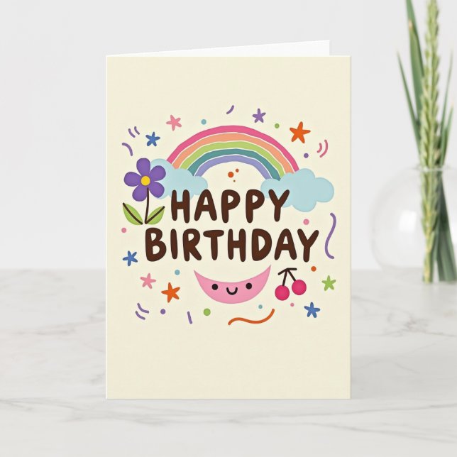 Whimsical Birthday Cloud Card (Front)