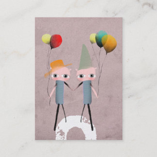 whimsical birthday colourful bird old business card