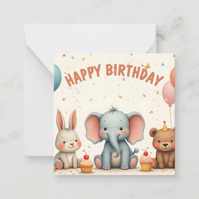 Whimsical Birthday Friends Gather Here Card (Front)
