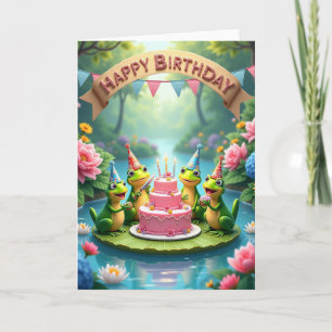 Whimsical Birthday Frogs Card