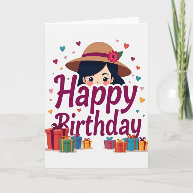 Whimsical Birthday Girl Card (Front)