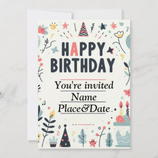 Whimsical Birthday Invitation - Colourful Party