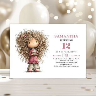 Whimsical Birthday Invitation Girl Pink Digital