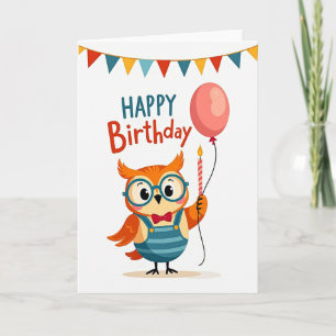Whimsical Birthday Owl Card