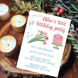 Whimsical Birthday Party Girlie Cute Custom Invitation
