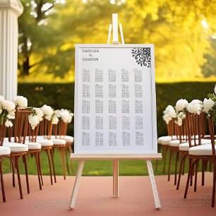 Whimsical Black and White Flourish seating chart