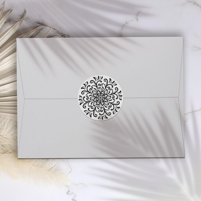 Whimsical Black and White Flourish Sticker (Creator Uploaded)