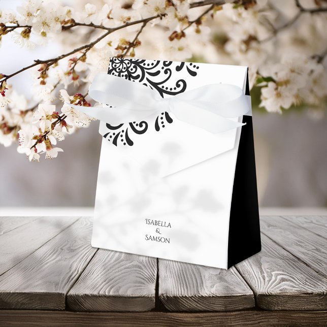 Whimsical Black and White Flourish Wedding Favour Box (Creator Uploaded)