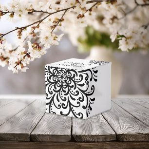 Whimsical Black and White Flourish Wedding Favour Box
