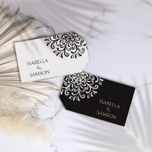 Whimsical Black and White Flourish Wedding Gift Tags