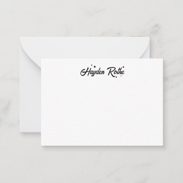 Whimsical Black and White Retro Calligraphy Card (Front)