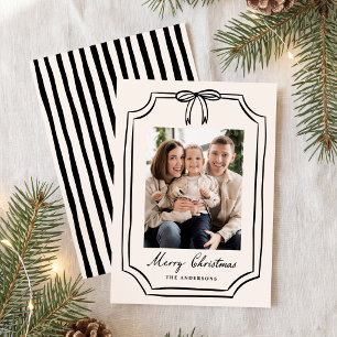 Whimsical Black Bow Frame Christmas Photo Holiday Card