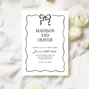 Whimsical Black Bow Tie Wedding Invitation