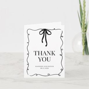 Whimsical Black Bow Tie Wedding Thank You Card