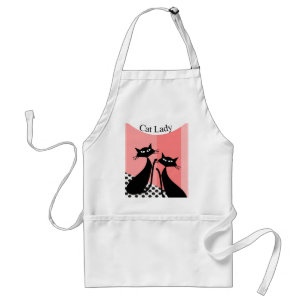 Whimsical Black Cat Art Standard Apron