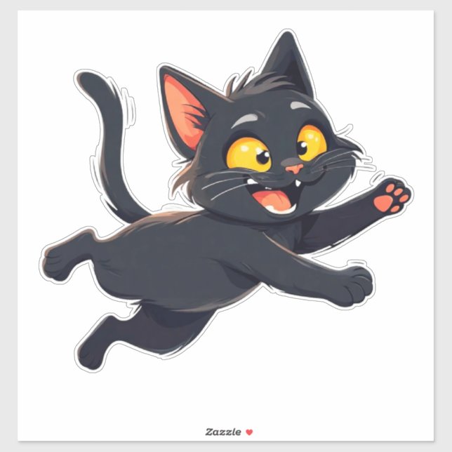 Whimsical Black Cat Illustration (Sheet)
