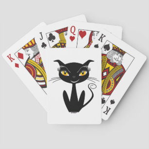 Whimsical Black Cat Playing Cards