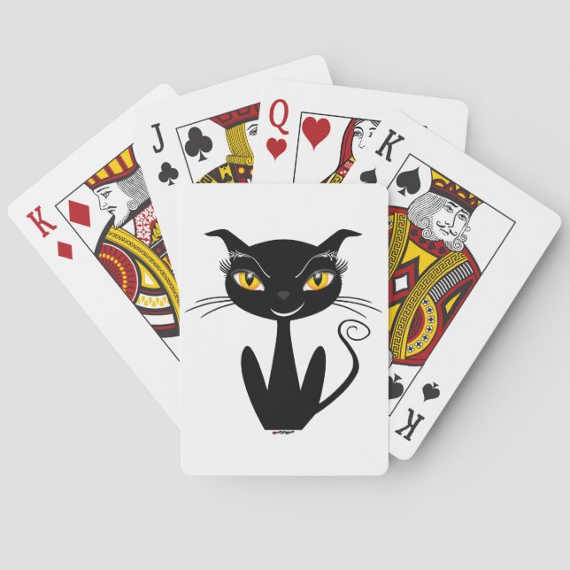 Whimsical Black Cat Playing Cards (Back)