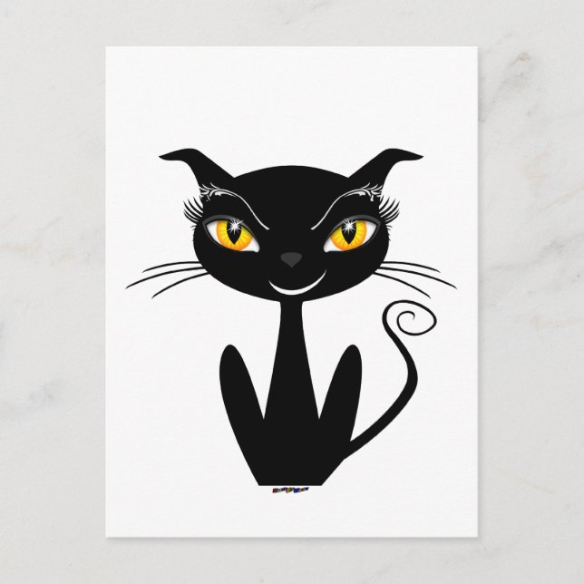 Whimsical Black Cat Postcard (Front)