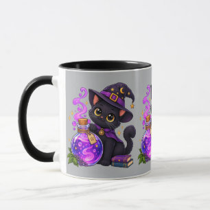Whimsical Black Cat Potion Witch Cute Magic Coffee Mug