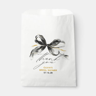 Whimsical Black Gold Bow Thank You Favour Bags
