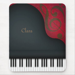 Whimsical Black Grand Piano Personalized Mouse Pad