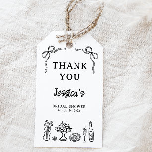 Whimsical Black Hand Drawn Bridal Shower  Gift Tags