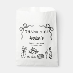 Whimsical Black Hand Drawn Bridal Shower Paper Favour Bags