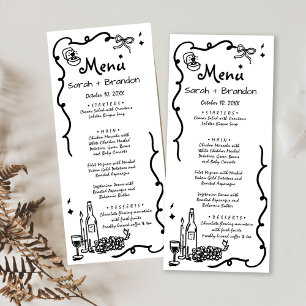 Whimsical Black Hand Drawn Wedding Menu