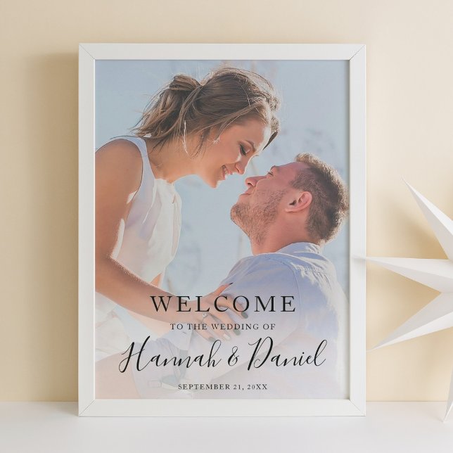 Whimsical Black Modern Photo Wedding Welcome Poster (Creator Uploaded)