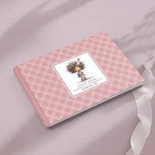 Whimsical black skin cute girl 2nd birthday guest book