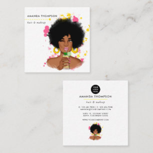 Whimsical Black Woman Square Business Card