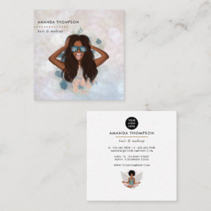 Whimsical Black Woman Square Business Card