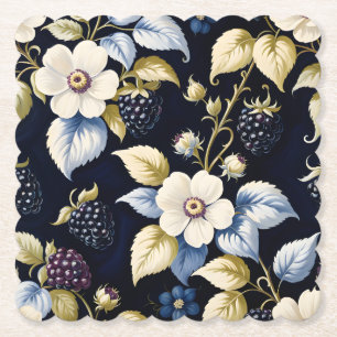 Whimsical Blackberry Botanicals  Paper Coaster