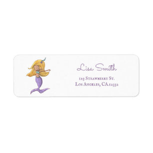 Whimsical Blonde Mermaid Dancing Return Address