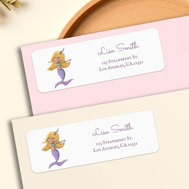 Whimsical Blonde Mermaid Dancing Return Address (Creator Uploaded)