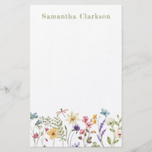 Whimsical Bloom Colourful Spring Wildflower Patter Stationery