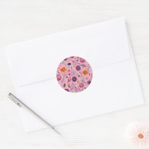 Whimsical Bloom Garden Classic Round Sticker