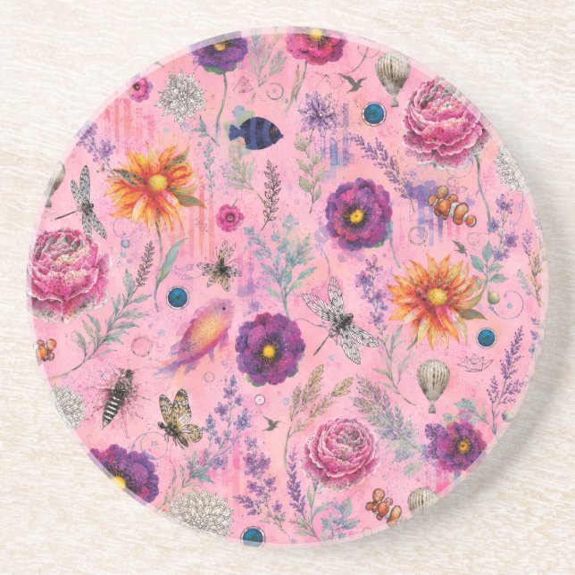 Whimsical Bloom Garden Coaster (Front)