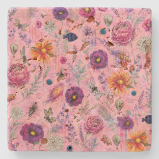 Whimsical Bloom Garden Stone Coaster