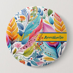 "Whimsical Blooms Floral Symphony" 10 Cm Round Badge