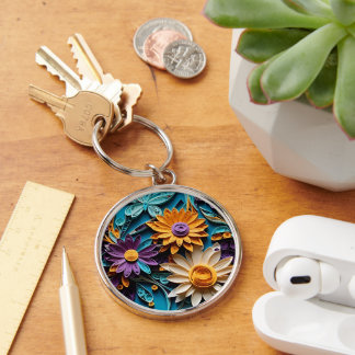 Whimsical Blossoms: Quilled Floral Paper Art Key Ring
